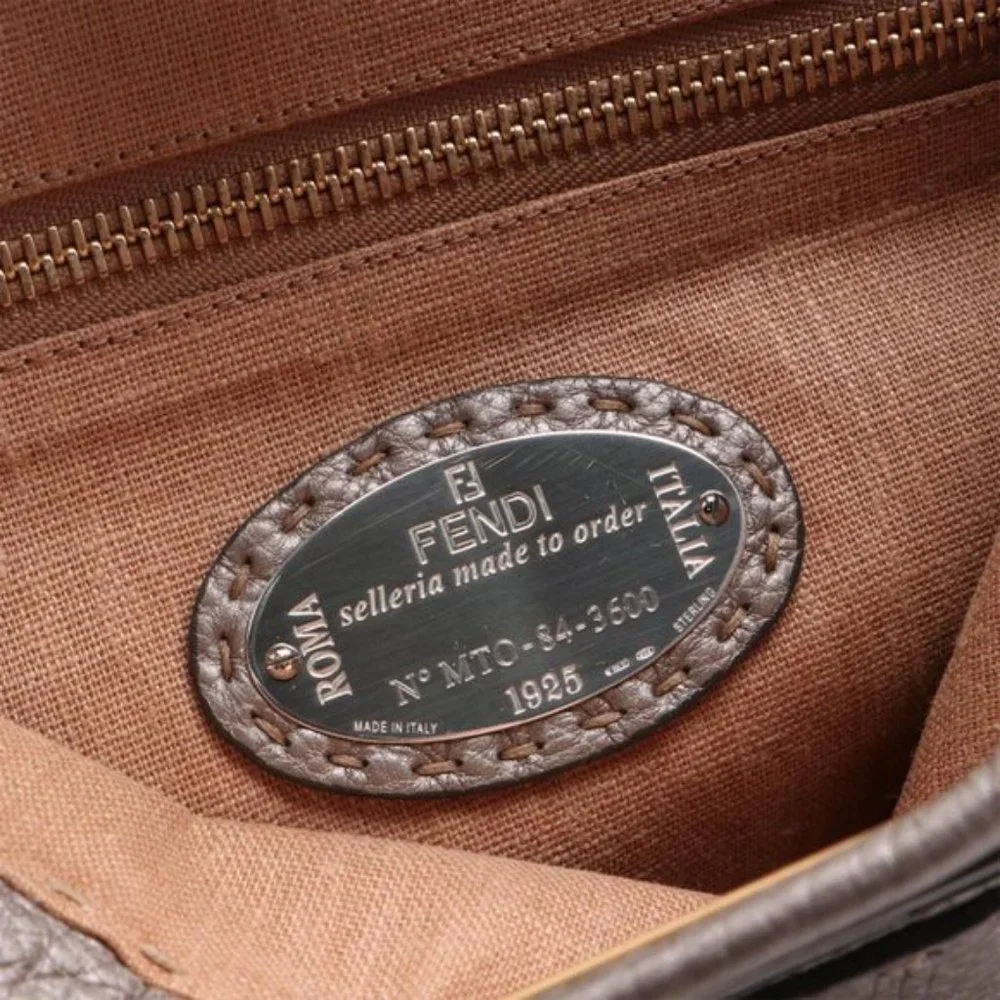 Fendi Medium Gray Leather Selleria Peekaboo Bag - Picture 10 of 13